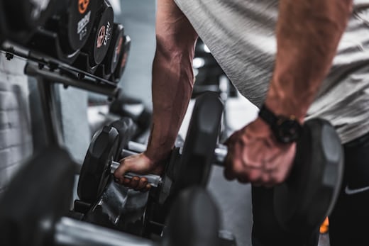 Dumbbells on a gym floor